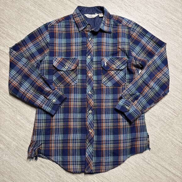 Vintage 1980s Polo by Ralph Lauren Wool Blend Flannel Shirt Jacket Button Up M - Picture 1 of 10